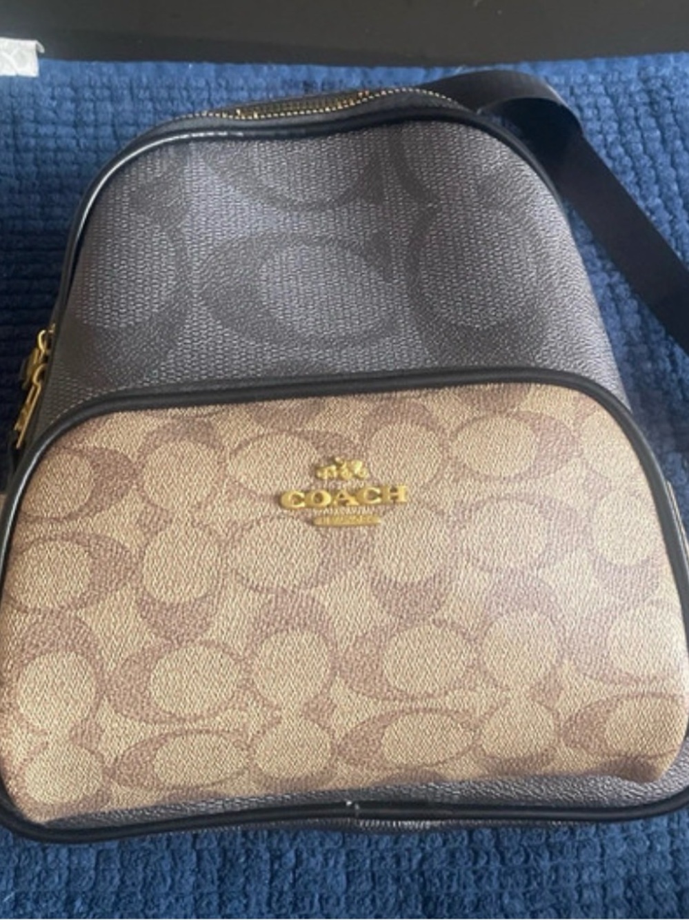Coach Brown Signature Mini Backpack with Black Trim and Gold Hardware - Picture 5 of 9